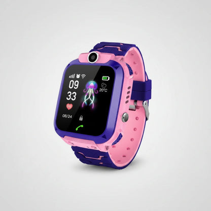 Children's smartwatch featuring GPS tracking, built-in camera, colorful design, and SOS safety button for enhanced safety and fun. 0