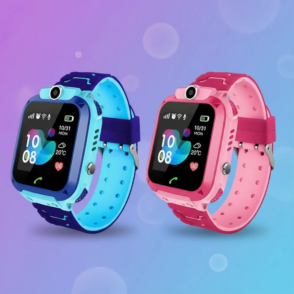 Children's smartwatch featuring GPS tracking, built-in camera, colorful design, and SOS safety button for enhanced safety and fun. 1