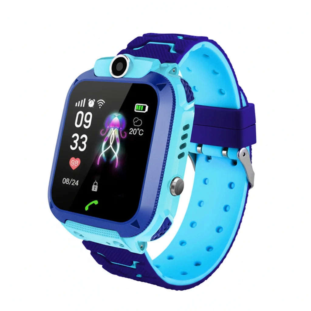 Children's smartwatch featuring GPS tracking, built-in camera, colorful design, and SOS safety button for enhanced safety and fun. 2