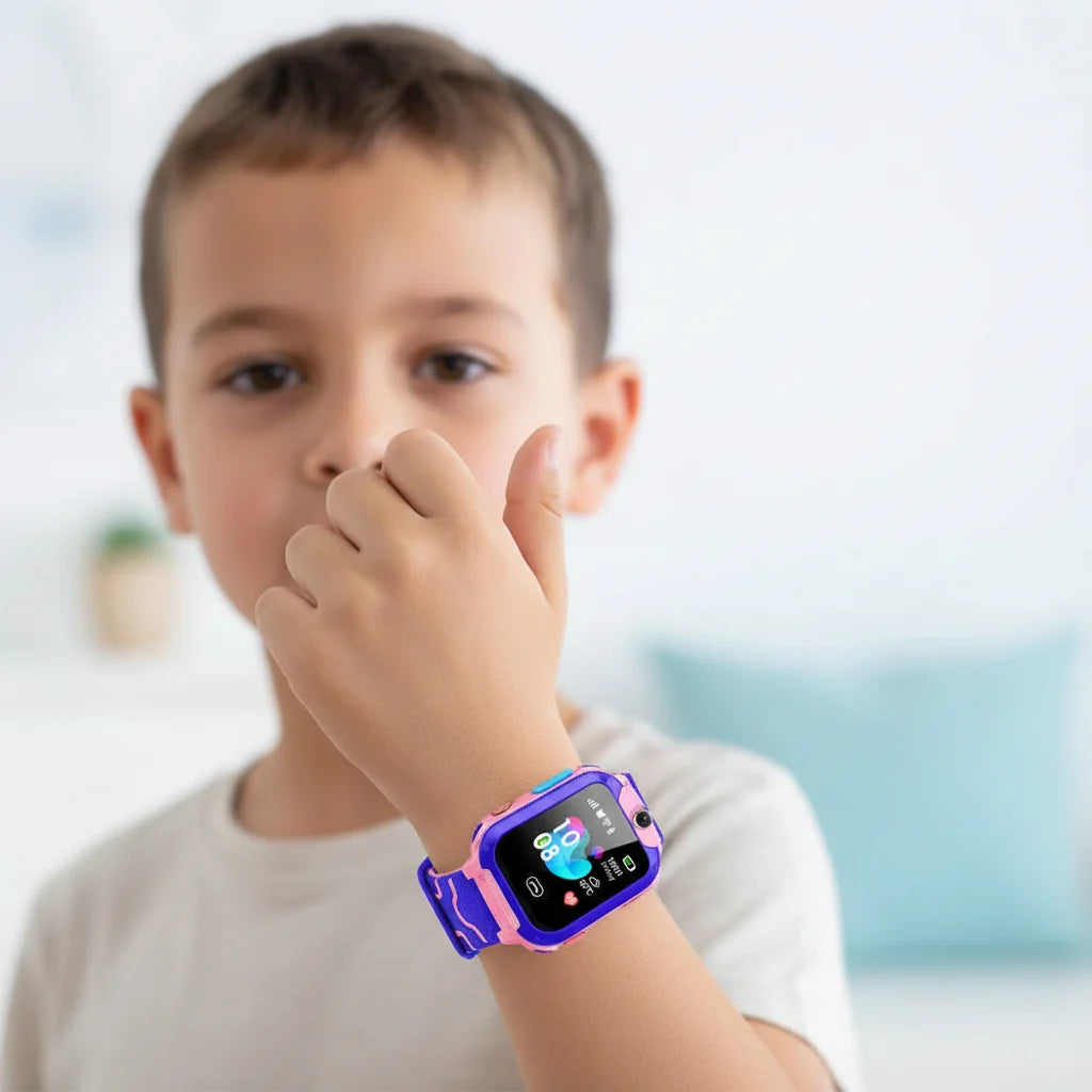 Children's smartwatch featuring GPS tracking, built-in camera, colorful design, and SOS safety button for enhanced safety and fun. 6