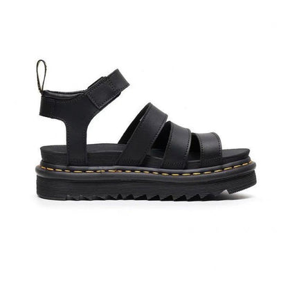 Chunky platform sandals for women featuring a black lightweight design with three adjustable ankle straps and a secure buckle, perfect for stylish comfort. 4