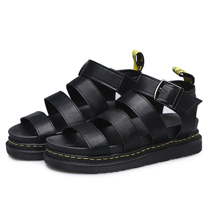 Chunky platform sandals for women featuring a black lightweight design with three adjustable ankle straps and a secure buckle, perfect for stylish comfort. 5