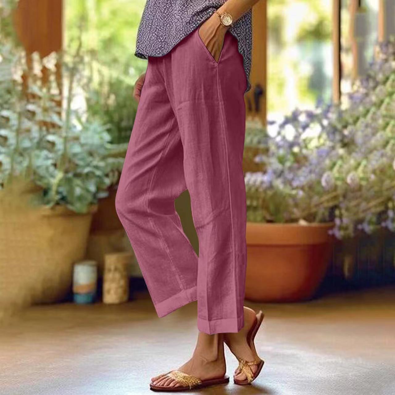 Coastal Breeze Trousers featuring a relaxed fit, lightweight fabric, and practical pockets, perfect for everyday wear. 4