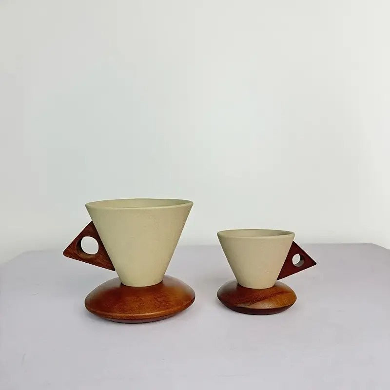 Conical Coffee Cup and Coaster Kitchen Set