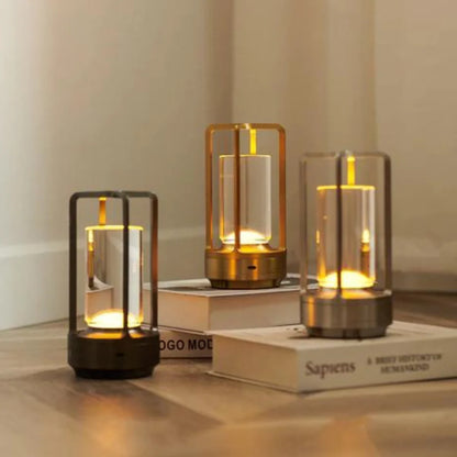 Cordless table lamp featuring a rechargeable LED design in Scandinavian style, available in gold, silver, and black finishes. 4