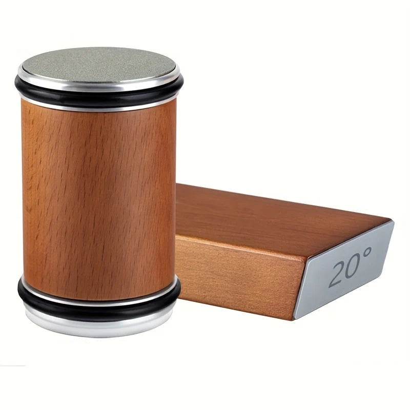 Diamond whetstone set featuring a magnetic holder for precision sharpening, showcasing a durable diamond surface and a solid wood and metal design. 0