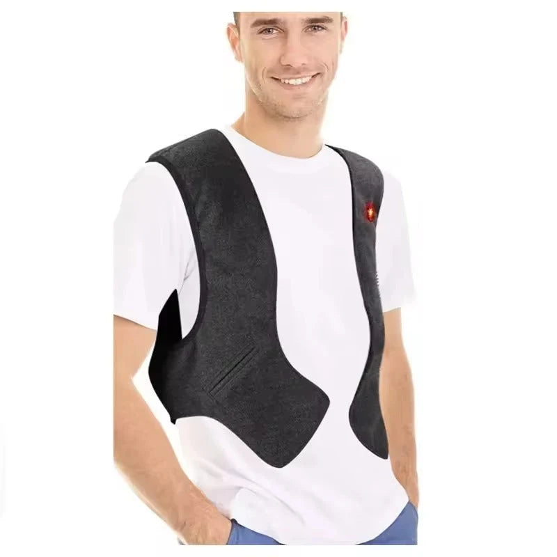 Electric heated vest with USB power, featuring a sleeveless polyester design, ideal for outdoor activities, providing warmth and comfort in cold weather. 0