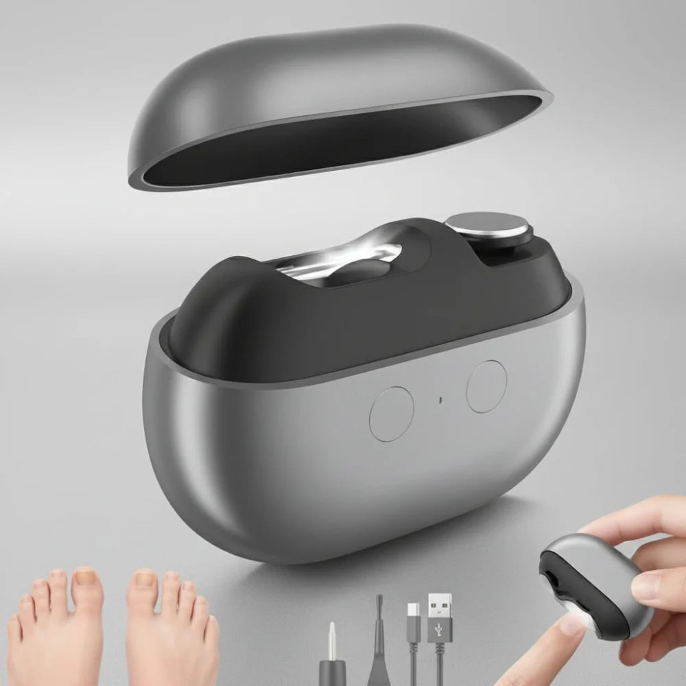 Electric nail clipper with LED light, designed for seniors, featuring a 3-in-1 nail trimmer, rechargeable battery, low-noise operation 1