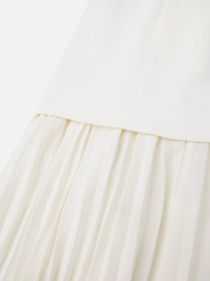 Elegant evening gown featuring a pleated skirt and boat neckline, perfect for formal occasions, designed for a sophisticated and stylish look. 5