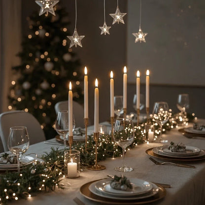 Flameless LED candle tapers for chandelier lighting in slim design, available in customizable finishes, offered in 4, 6, or 10 0