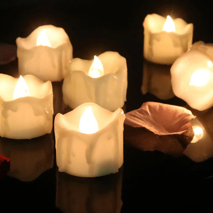 Flameless LED taper candle set in warm white light, 12 pack, perfect for elegant home decor, providing a safe and stylish ambiance. 0