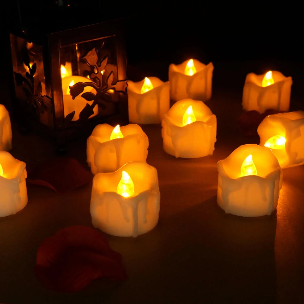 Flameless LED taper candle set in warm white light, 12 pack, perfect for elegant home decor, providing a safe and stylish ambiance. 1