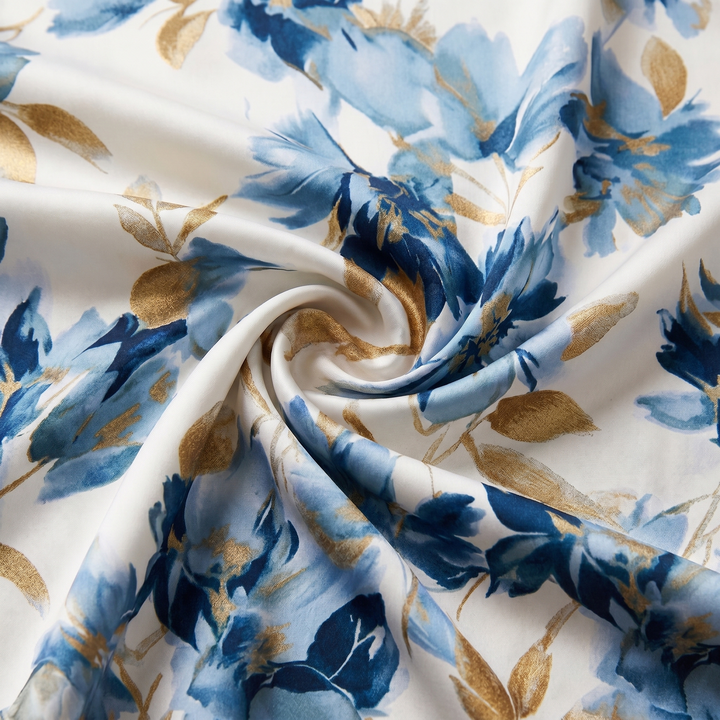 Floral wrap midi dress featuring a ruched waist and gold accents, perfect for summer weddings and elegant occasions. 2