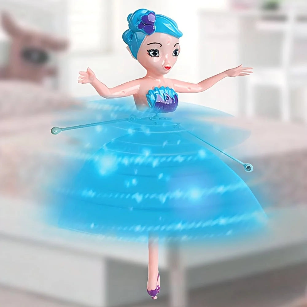 Flying Fairy Toy featuring hand sensor control and vibrant LED lights, designed for interactive play; USB rechargeable for convenience. 4