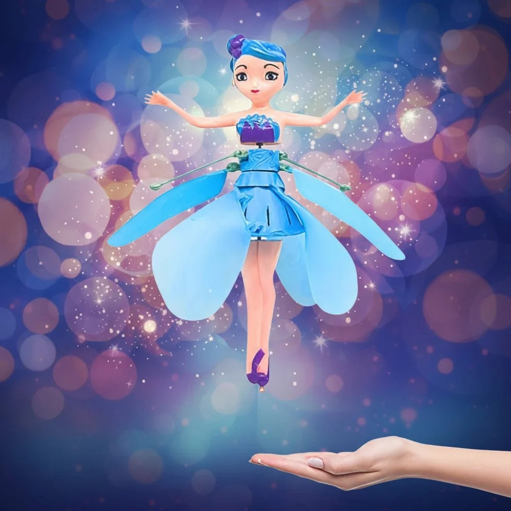 Flying Fairy Toy featuring hand sensor control and vibrant LED lights, designed for interactive play; USB rechargeable for convenience. 6