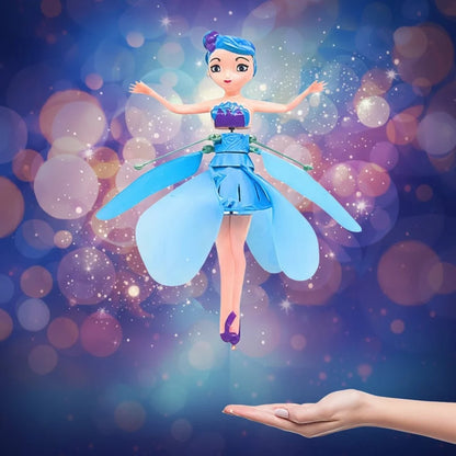 Flying Fairy Toy featuring hand sensor control and vibrant LED lights, designed for interactive play; USB rechargeable for convenience. 6