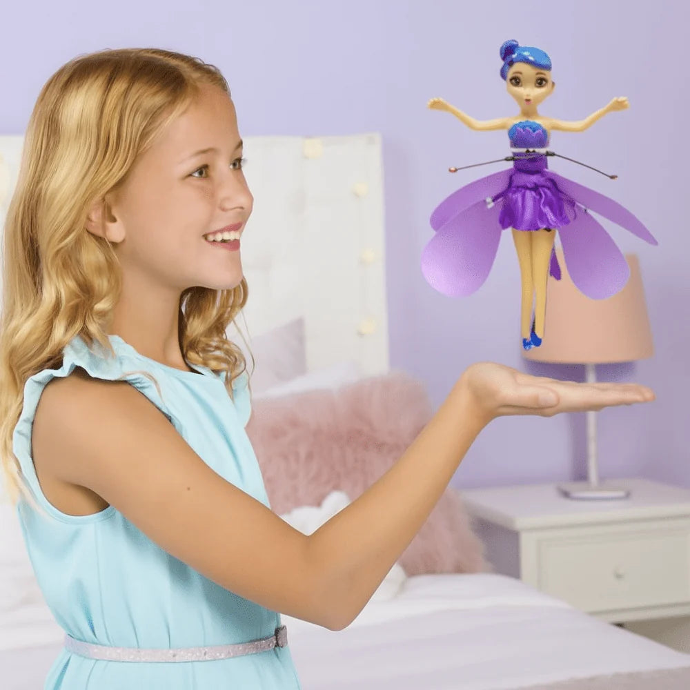 Flying Fairy Toy featuring hand sensor control and vibrant LED lights, designed for interactive play; USB rechargeable for convenience. 7