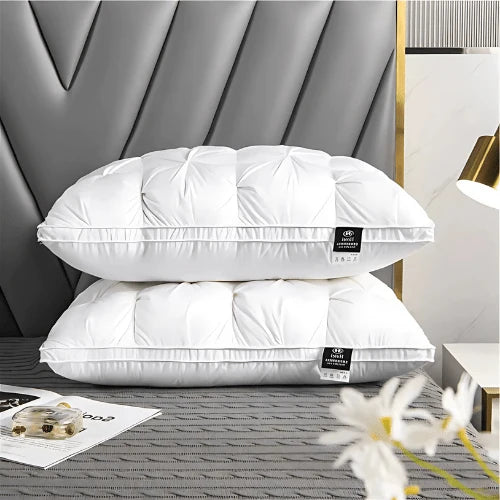 Goose down bed pillow featuring a breathable design, machine-washable for easy care, available in standard size and three colors: white, brown, 0