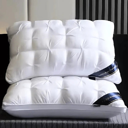 Goose down bed pillow featuring a breathable design, machine-washable for easy care, available in standard size and three colors: white, brown, 4