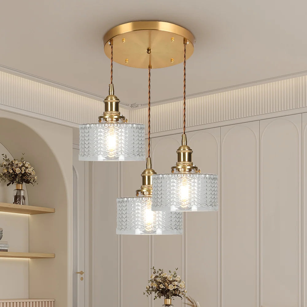 Vintage green glass pendant light with adjustable hanging feature, perfect for kitchen and dining areas, showcasing a stylish design that enhances home decor. 11