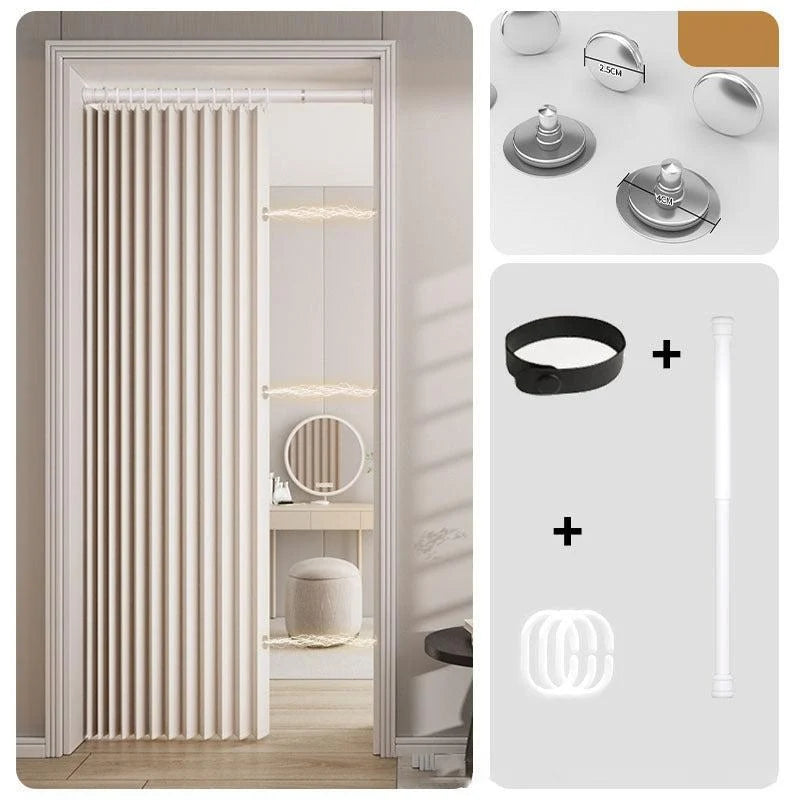 Magnetic Accordion Door Curtain with No-Drill Installation – Automatic Closure