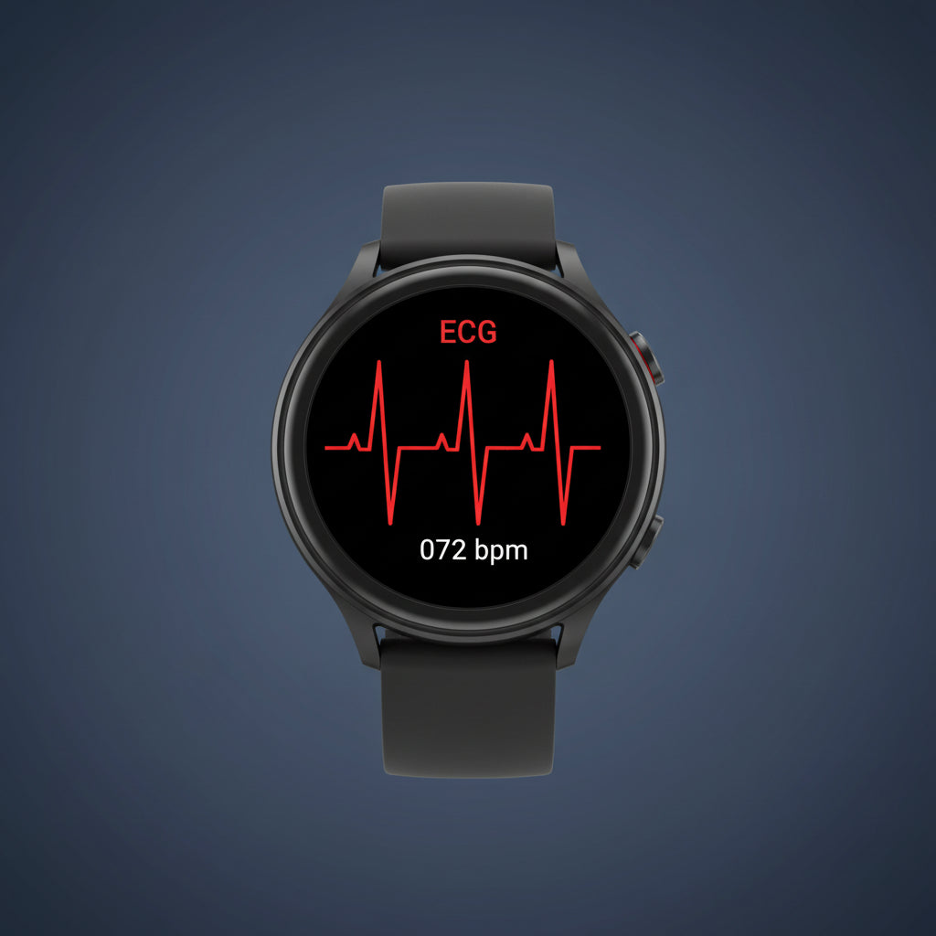 Health Smart Watch in black and silver featuring ECG and blood pressure monitoring capabilities, ideal for fitness tracking and health management. 7