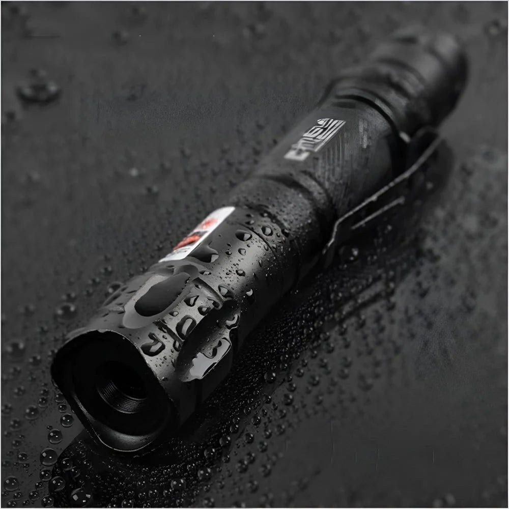 High-Power Green Laser Pointer featuring a USB rechargeable battery, capable of a long-range 2000m beam, crafted from durable anodized aluminum for 5