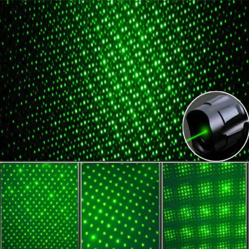 High-Power Green Laser Pointer featuring a USB rechargeable battery, capable of a long-range 2000m beam, crafted from durable anodized aluminum for 6