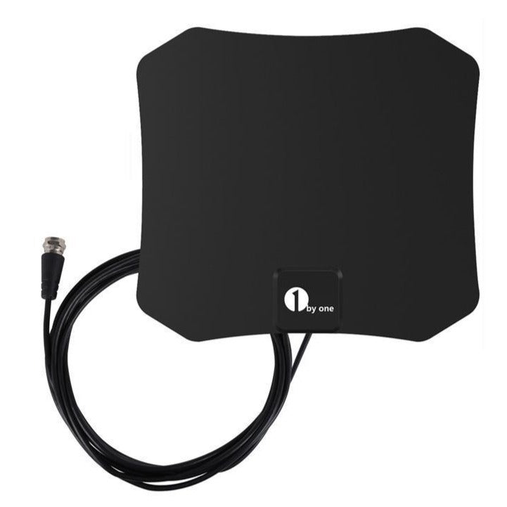 Indoor TV antenna featuring a compact low-profile design for clear HD reception and easy setup, ideal for enhancing your home entertainment experience. 0