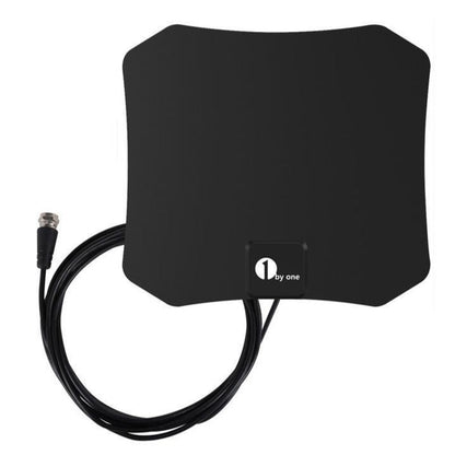 Indoor TV antenna featuring a compact low-profile design for clear HD reception and easy setup, ideal for enhancing your home entertainment experience. 0
