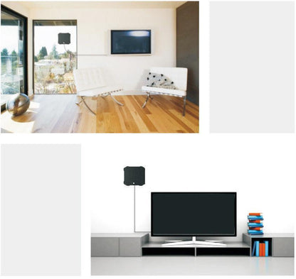 Indoor TV antenna featuring a compact low-profile design for clear HD reception and easy setup, ideal for enhancing your home entertainment experience. 7