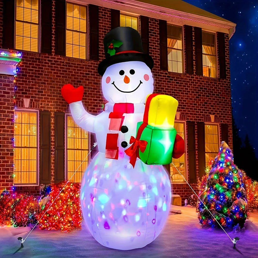 Inflatable LED Santa Claus 180cm and Snowman 150cm holiday decoration made of durable polyester for outdoor Christmas displays. 3