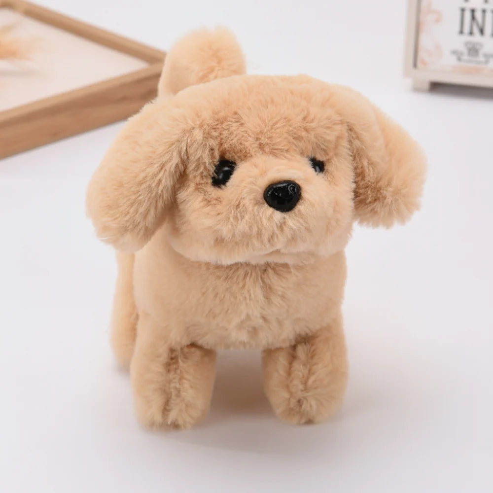 Interactive robotic puppy toy featuring lifelike movements, designed in a charming brown and white plush exterior, perfect for imaginative play and companionship. 1