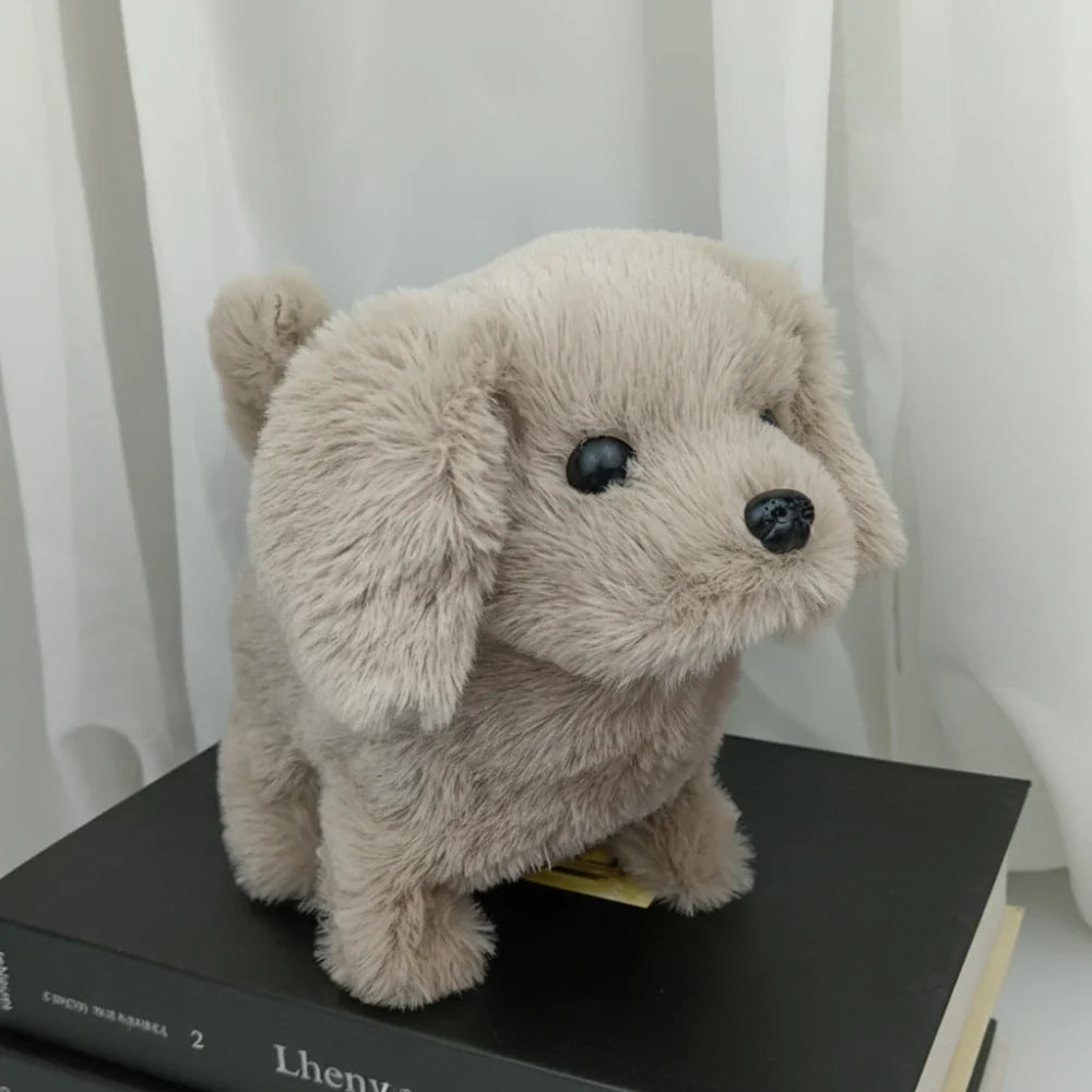 Interactive robotic puppy toy featuring lifelike movements, designed in a charming brown and white plush exterior, perfect for imaginative play and companionship. 3