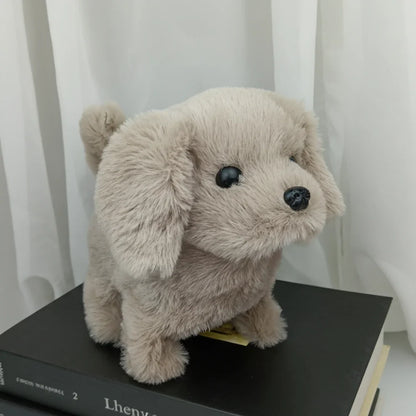 Interactive robotic puppy toy featuring lifelike movements, designed in a charming brown and white plush exterior, perfect for imaginative play and companionship. 3