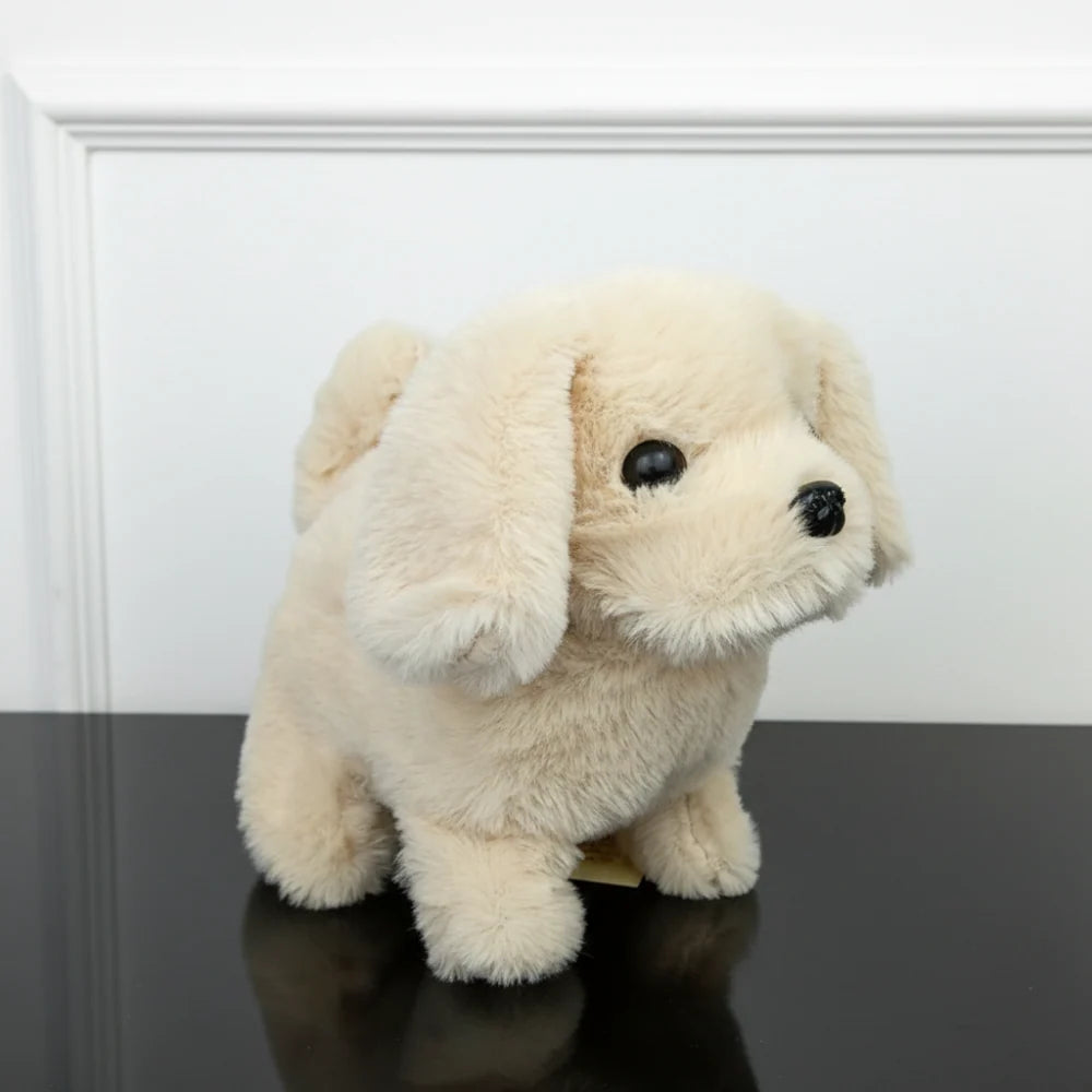 Interactive robotic puppy toy featuring lifelike movements, designed in a charming brown and white plush exterior, perfect for imaginative play and companionship. 4