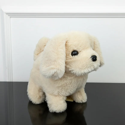 Interactive robotic puppy toy featuring lifelike movements, designed in a charming brown and white plush exterior, perfect for imaginative play and companionship. 4