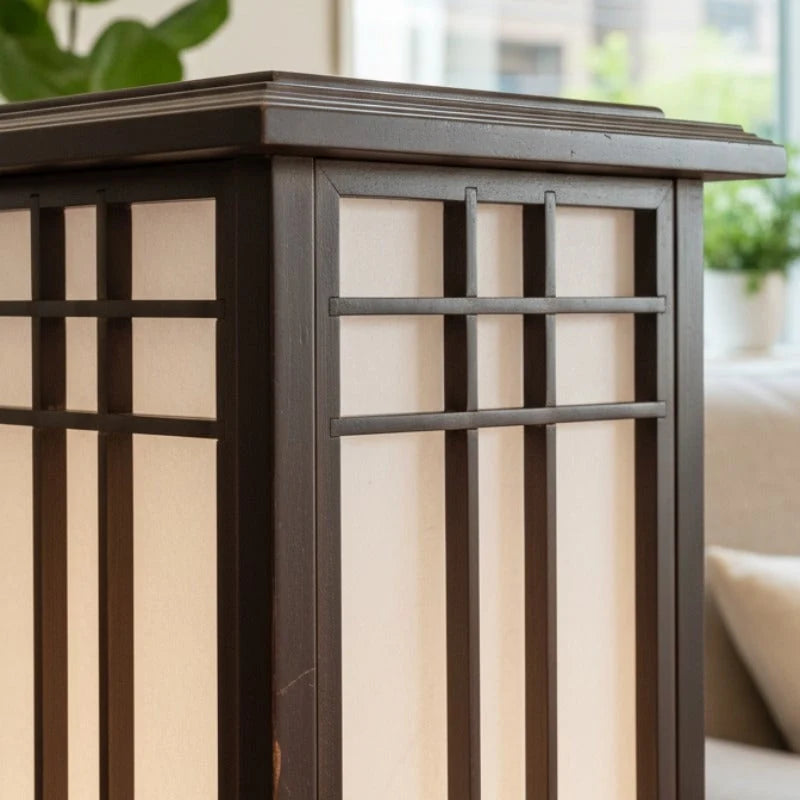 Japanese Shoji lamp featuring a warm glow and a stylish wood frame, ideal for enhancing the ambiance of living rooms or entryways with its elegant traditional design 6