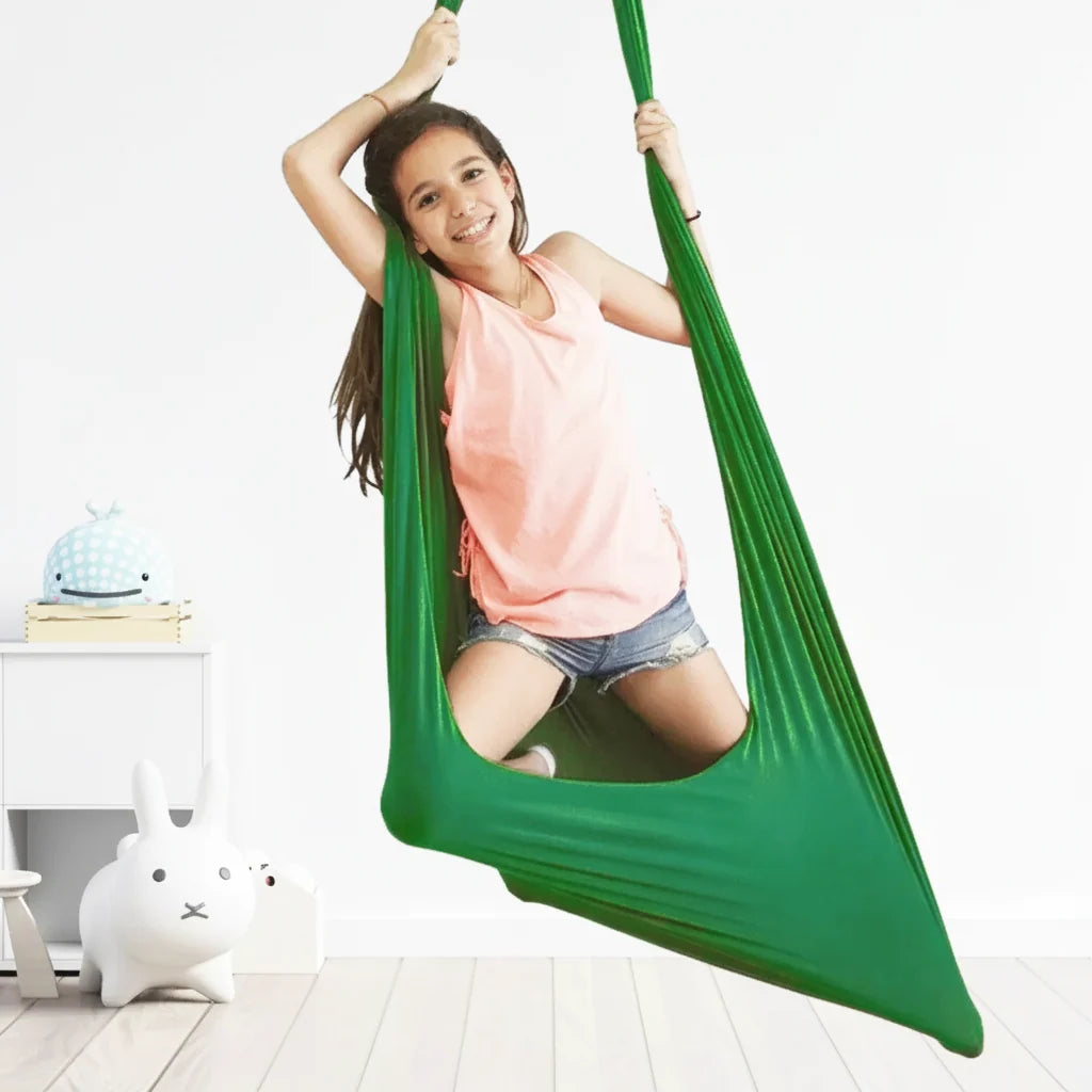 Kids hammock chair with cocoon design, perfect for indoor play and relaxation; cozy hanging swing seat ideal for bedrooms and playrooms. 2