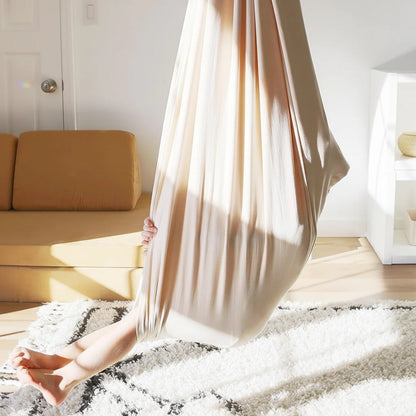 Kids hammock chair with cocoon design, perfect for indoor play and relaxation; cozy hanging swing seat ideal for bedrooms and playrooms. 8