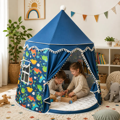 Kids Play Tent Teepee in soft fabric featuring a portable design, perfect for indoor playtime, designed in a charming princess style for imaginative fun. 4