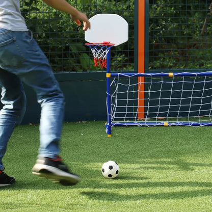 Kids sports toy set featuring soccer and basketball games made from durable, non-toxic ABS material, perfect for active outdoor play. 3