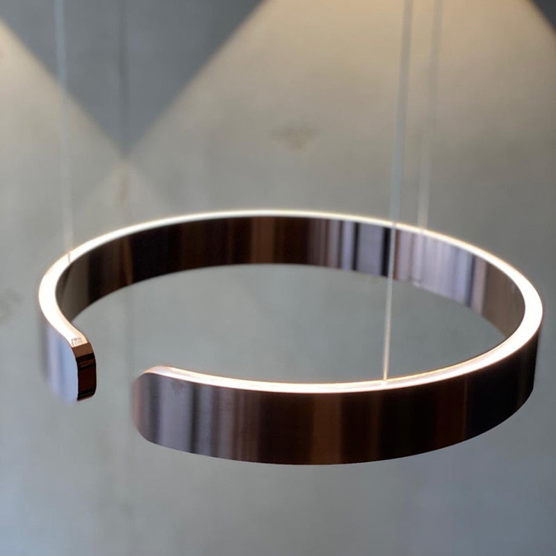 LED ceiling lamp featuring a sleek black and gold modern design, equipped with a dimmable function and adjustable height for customizable lighting solutions in contemporary spaces. 6
