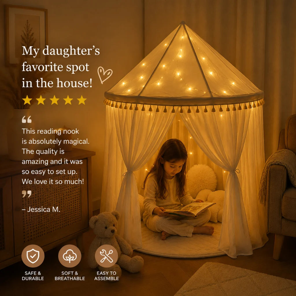 LED fairy lights USB-powered 1.5m strand in warm white, perfect for kids' play tents, providing a cozy and enchanting ambient lighting experience 2
