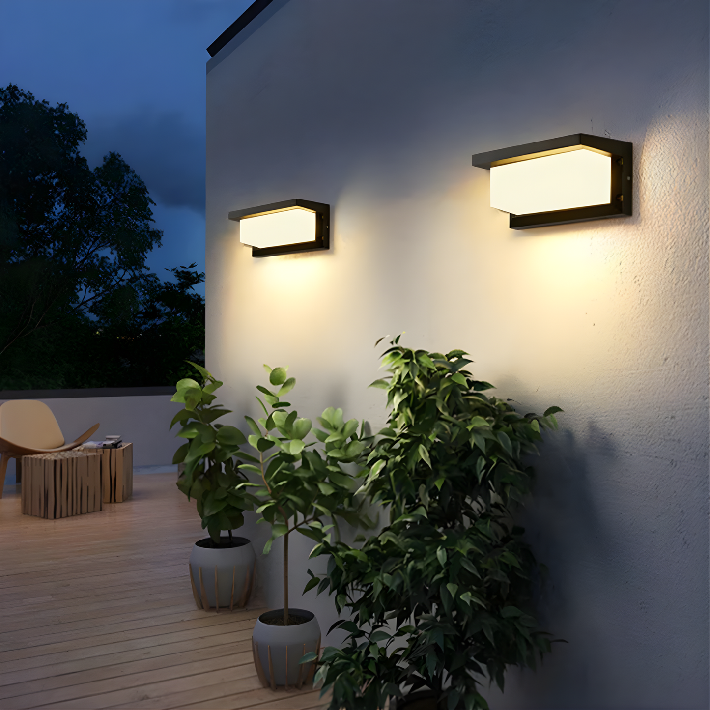 LED outdoor wall light featuring a motion sensor, designed for durability with IP65 weatherproof rating, emitting warm white light for enhanced security and ambiance. 5