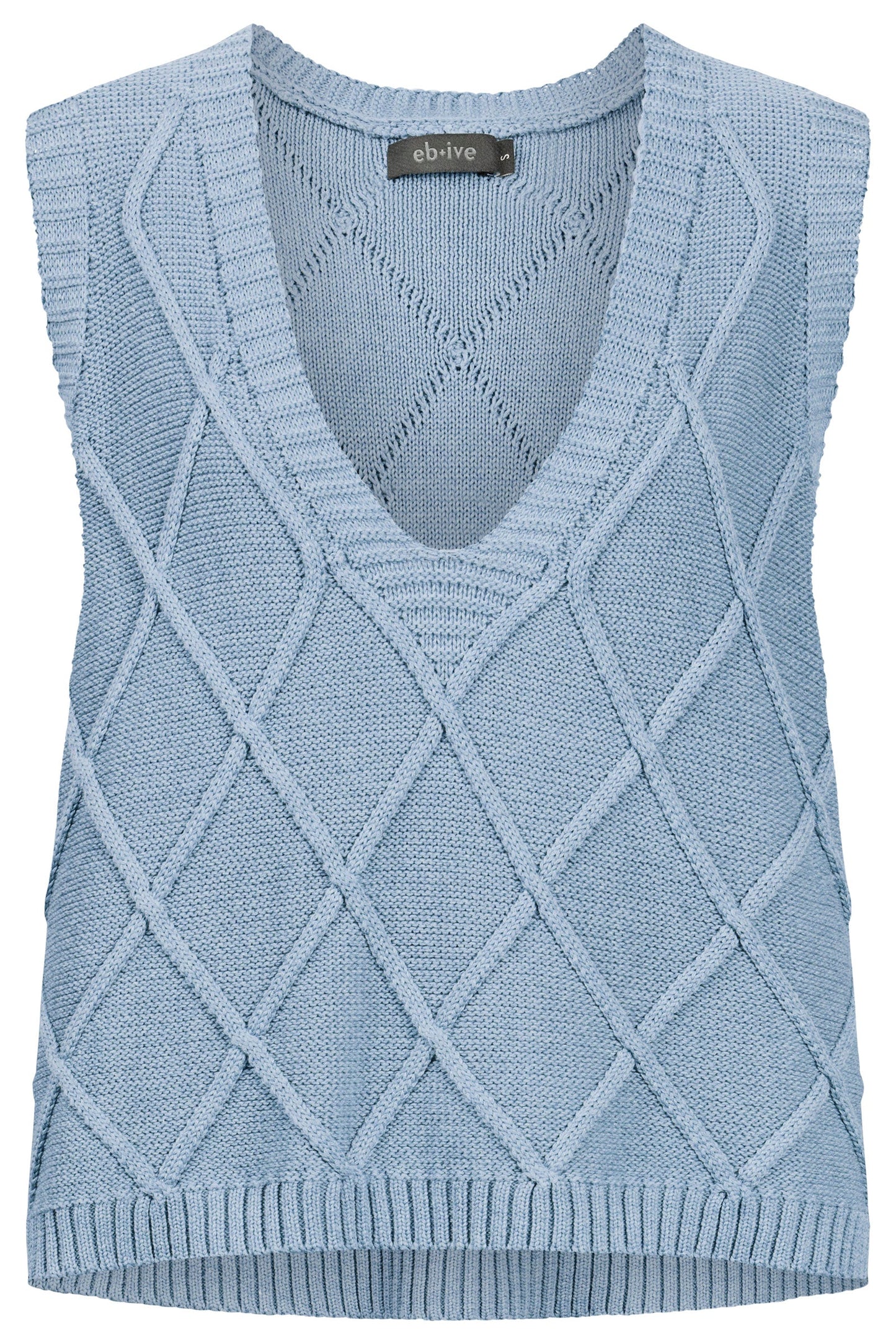 Ladies knitted vest featuring a stylish checkerboard pattern, crafted from breathable cotton with a V-neck design, perfect for layering in any season. 0
