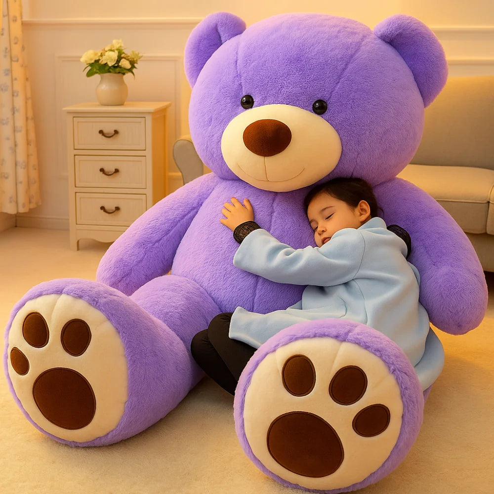 Large teddy bear with adjustable filling, featuring a soft plush exterior, perfect cuddly toy for kids and adults, ideal for hugs and comfort. 0