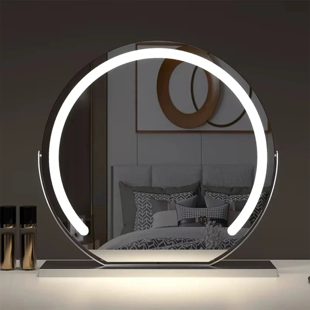 Lighted makeup mirror with 15x magnification and adjustable brightness in gold, black, and white metal finish, perfect for precise makeup application and grooming 2