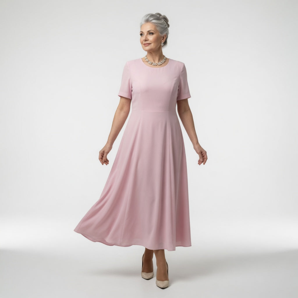 Long formal dress featuring intricate floral appliqués and embellished sleeves, designed for elegance at weddings and special occasions, with a flattering flared silhouette. 1