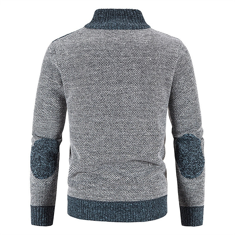 Men's cardigan with zipper closure, crafted from warm wool-like fabric, ideal for modern layering in cool weather. 1